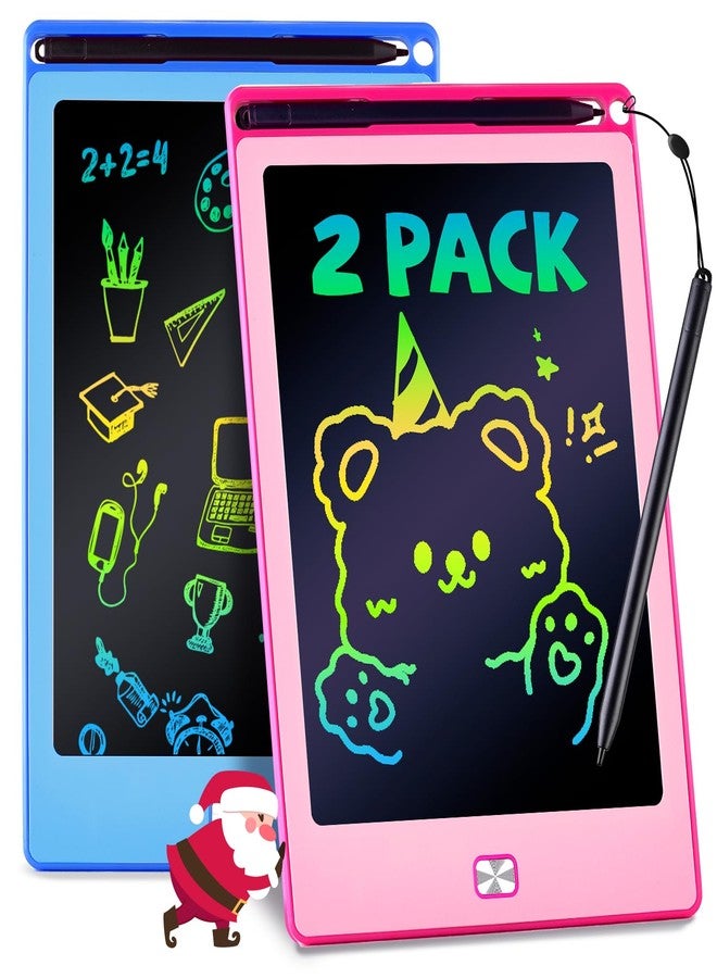 POPERFUN 2Pack LCD Writing Tablet for Kids, 8.5 Inch Doodle Board Drawing Pads Colorflu Reusable Toddler Girl Toys for Ages 3 4 5 6 7 8, Christmas Birthday Gift for Boy Girls in Blue and Pink - Image 1